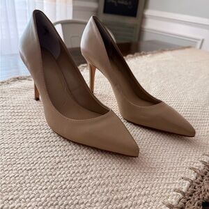 Ann Taylor Nude Leather High Heels Sz 8.5